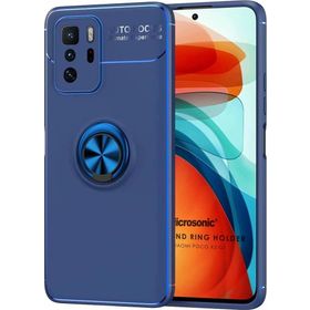 Microsonic Xiaomi Poco X3 GT Kickstand Ring Holder Lacivert Cep Telefonu Kılıfı