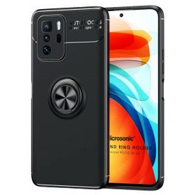 Microsonic Xiaomi Poco X3 GT Kickstand Ring Holder Siyah Cep Telefonu Kılıfı