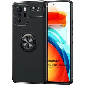 Microsonic Xiaomi Poco X3 GT Kickstand Ring Holder Siyah Cep Telefonu Kılıfı