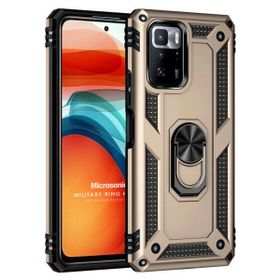 Microsonic Xiaomi Poco X3 GT Military Ring Holder Gold Cep Telefonu Kılıfı
