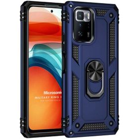 Microsonic Xiaomi Poco X3 GT Military Ring Holder Lacivert Cep Telefonu Kılıfı