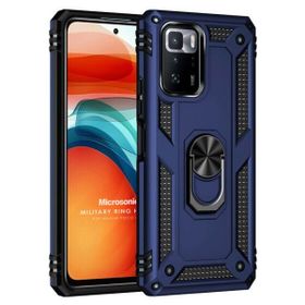 Microsonic Xiaomi Poco X3 GT Military Ring Holder Lacivert Cep Telefonu Kılıfı