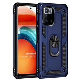 Microsonic Xiaomi Poco X3 GT Military Ring Holder Lacivert Cep Telefonu Kılıfı