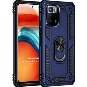 Microsonic Xiaomi Poco X3 GT Military Ring Holder Lacivert Cep Telefonu Kılıfı