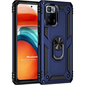 Microsonic Xiaomi Poco X3 GT Military Ring Holder Lacivert Cep Telefonu Kılıfı