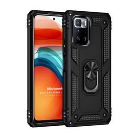 Microsonic Xiaomi Poco X3 GT Military Ring Holder Siyah Cep Telefonu Kılıfı