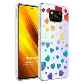 Microsonic Xiaomi Poco X3 NFC Braille Feel Desenli Heart Cep Telefonu Kılıfı