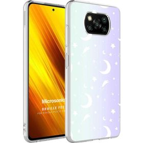 Microsonic Xiaomi Poco X3 NFC Braille Feel Desenli Moon Cep Telefonu Kılıfı
