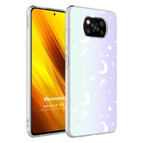 Microsonic Xiaomi Poco X3 NFC Braille Feel Desenli Moon Cep Telefonu Kılıfı