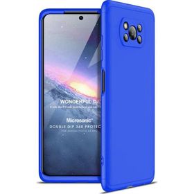 Microsonic Xiaomi Poco X3 NFC Double Dip 360 Protective Mavi Cep Telefonu Kılıfı