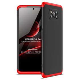 Microsonic Xiaomi Poco X3 NFC Double Dip 360 Protective Siyah Kırmızı Kılıf