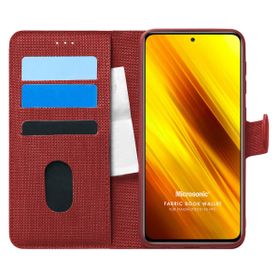 Microsonic Xiaomi Poco X3 NFC Fabric Book Wallet Kırmızı Cep Telefonu Kılıfı