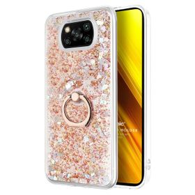 Microsonic Xiaomi Poco X3 NFC Glitter Liquid Holder Gold Cep Telefonu Kılıfı
