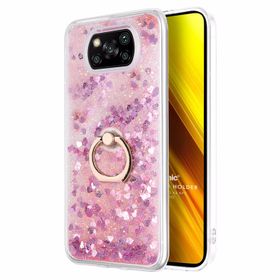 Microsonic Xiaomi Poco X3 NFC Glitter Liquid Holder Pembe Cep Telefonu Kılıfı