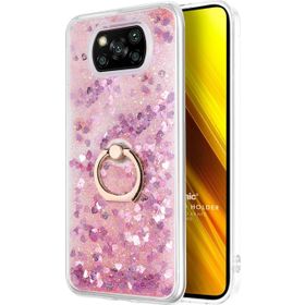 Microsonic Xiaomi Poco X3 NFC Glitter Liquid Holder Pembe Cep Telefonu Kılıfı