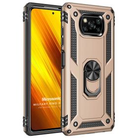 Microsonic Xiaomi Poco X3 NFC Military Ring Holder Gold Cep Telefonu Kılıfı
