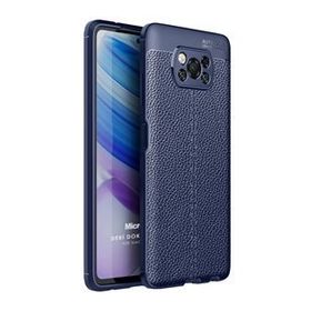 Microsonic Xiaomi Poco X3 Pro Deri Dokulu Silikon Lacivert Cep Telefonu Kılıfı
