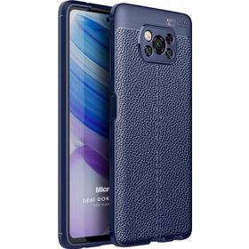 Microsonic Xiaomi Poco X3 Pro Deri Dokulu Silikon Lacivert Cep Telefonu Kılıfı