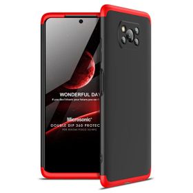 Microsonic Xiaomi Poco X3 Pro Double Dip 360 Protective Siyah Kırmızı Kılıf