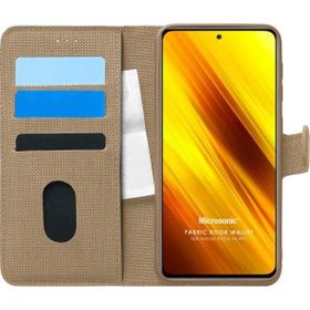 Microsonic Xiaomi Poco X3 Pro Fabric Book Wallet Gold Cep Telefonu Kılıfı
