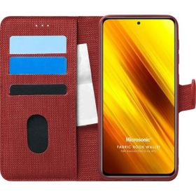 Microsonic Xiaomi Poco X3 Pro Fabric Book Wallet Kırmızı Cep Telefonu Kılıfı