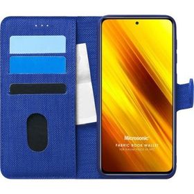 Microsonic Xiaomi Poco X3 Pro Fabric Book Wallet Lacivert Cep Telefonu Kılıfı