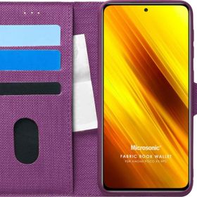 Microsonic Xiaomi Poco X3 Pro Fabric Book Wallet Mor Cep Telefonu Kılıfı
