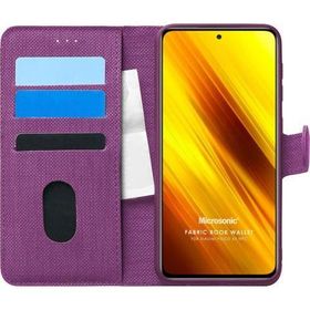Microsonic Xiaomi Poco X3 Pro Fabric Book Wallet Mor Cep Telefonu Kılıfı