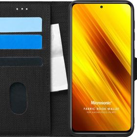 Microsonic Xiaomi Poco X3 Pro Fabric Book Wallet Siyah Kılıf
