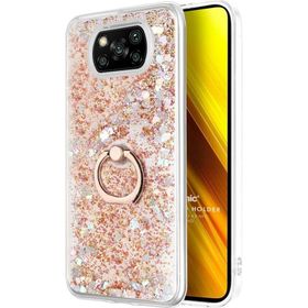 Microsonic Xiaomi Poco X3 Pro Glitter Liquid Holder Gold Cep Telefonu Kılıfı
