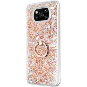 Microsonic Xiaomi Poco X3 Pro Glitter Liquid Holder Gold Cep Telefonu Kılıfı
