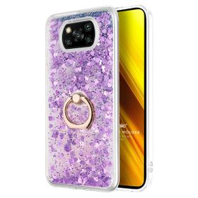 Microsonic Xiaomi Poco X3 Pro Glitter Liquid Holder Mor Cep Telefonu Kılıfı