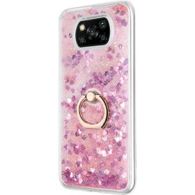 Microsonic Xiaomi Poco X3 Pro Glitter Liquid Holder Pembe Cep Telefonu Kılıfı