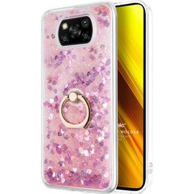 Microsonic Xiaomi Poco X3 Pro Glitter Liquid Holder Pembe Cep Telefonu Kılıfı