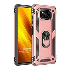 Microsonic Xiaomi Poco X3 Pro Military Ring Holder Rose Gold Cep Telefonu Kılıfı
