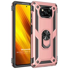 Microsonic Xiaomi Poco X3 Pro Military Ring Holder Rose Gold Cep Telefonu Kılıfı