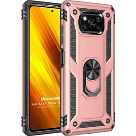 Microsonic Xiaomi Poco X3 Pro Military Ring Holder Rose Gold Cep Telefonu Kılıfı