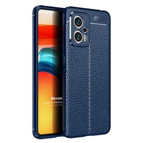 Microsonic Xiaomi Poco X4 GT Deri Dokulu Silikon Lacivert Cep Telefonu Kılıfı