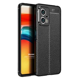 Microsonic Xiaomi Poco X4 GT Deri Dokulu Silikon Siyah Cep Telefonu Kılıfı
