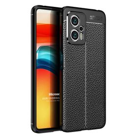 Microsonic Xiaomi Poco X4 GT Deri Dokulu Silikon Siyah Cep Telefonu Kılıfı