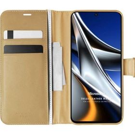 Microsonic Xiaomi Poco X4 Pro 5G Delux Leather Wallet Gold Cep Telefonu Kılıfı
