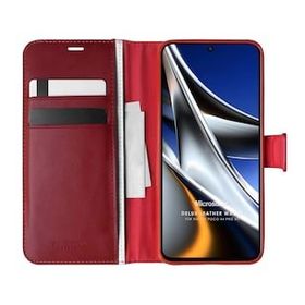 Microsonic Xiaomi Poco X4 Pro 5G Delux Leather Wallet Kırmızı Cep Telefonu Kılıfı