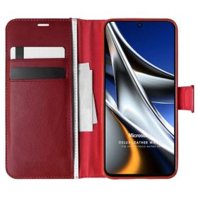 Microsonic Xiaomi Poco X4 Pro 5G Delux Leather Wallet Kırmızı Cep Telefonu Kılıfı