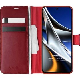 Microsonic Xiaomi Poco X4 Pro 5G Delux Leather Wallet Kırmızı Cep Telefonu Kılıfı