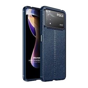 Microsonic Xiaomi Poco X4 Pro 5G Deri Dokulu Silikon Lacivert Kılıf