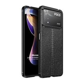 Microsonic Xiaomi Poco X4 Pro 5G Deri Dokulu Silikon Siyah Kılıf