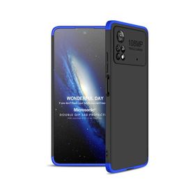 Microsonic Xiaomi Poco X4 Pro 5G Double Dip 360 Mavi Siyah Kılıf