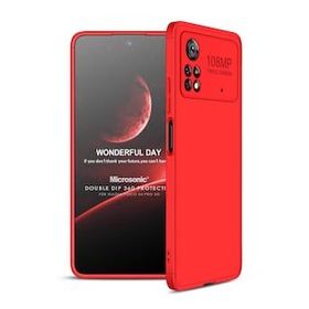Microsonic Xiaomi Poco X4 Pro 5G Double Dip 360 Protective Kırmızı Cep Telefonu Kılıfı