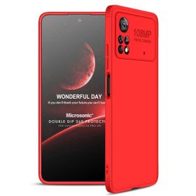 Microsonic Xiaomi Poco X4 Pro 5G Double Dip 360 Protective Kırmızı Cep Telefonu Kılıfı