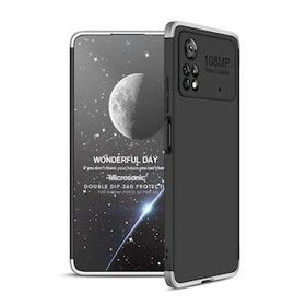 Microsonic Xiaomi Poco X4 Pro 5G Double Dip 360 Protective Siyah Gri Cep Telefonu Kılıfı